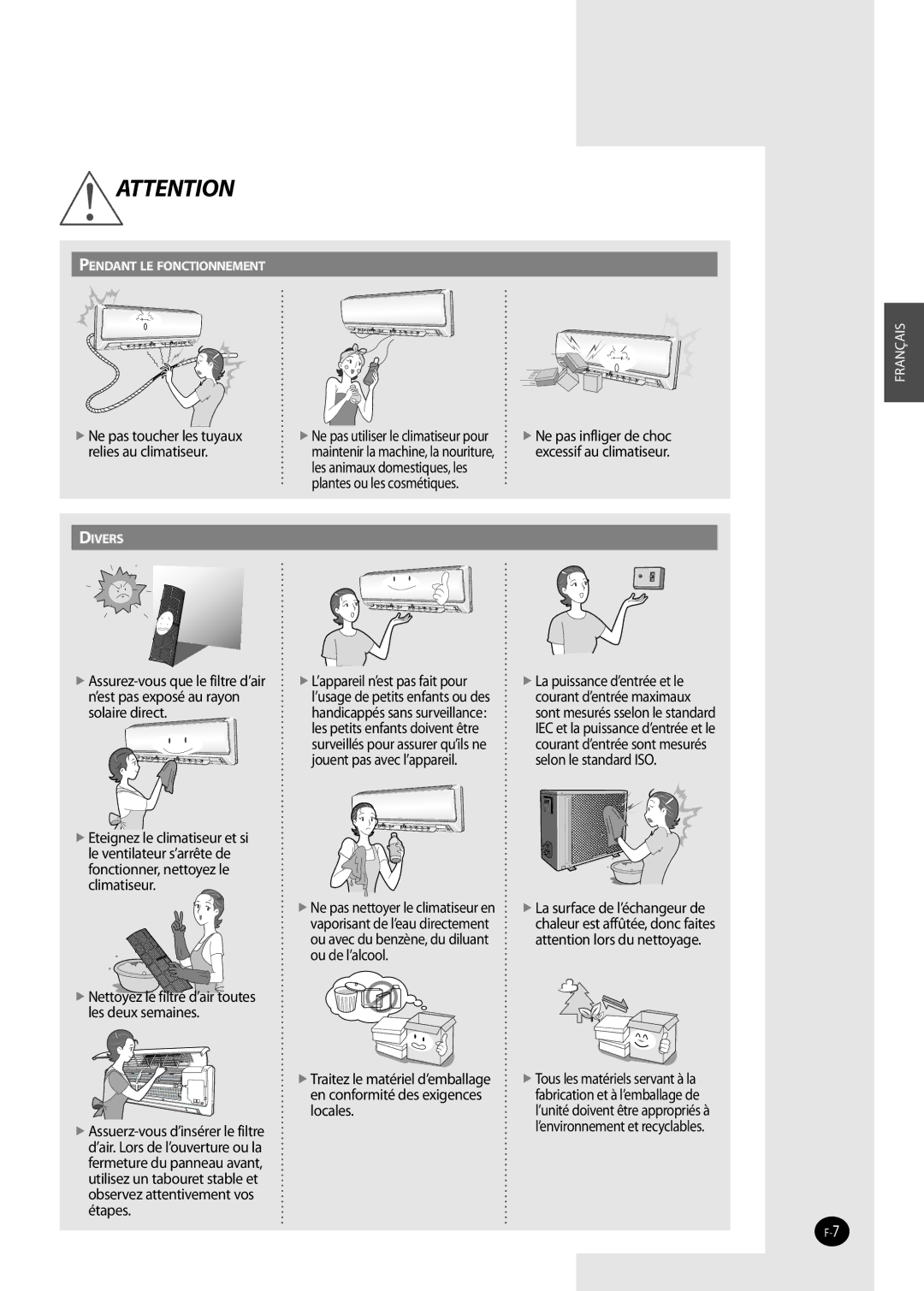 Samsung AQ12NSAN, AQ09NSAN, AQ09NSDX, AQ09NSDN, AQ12NSDX, AQ12NSDN, AQ09NSAX, AQ12NSAX manual Divers 