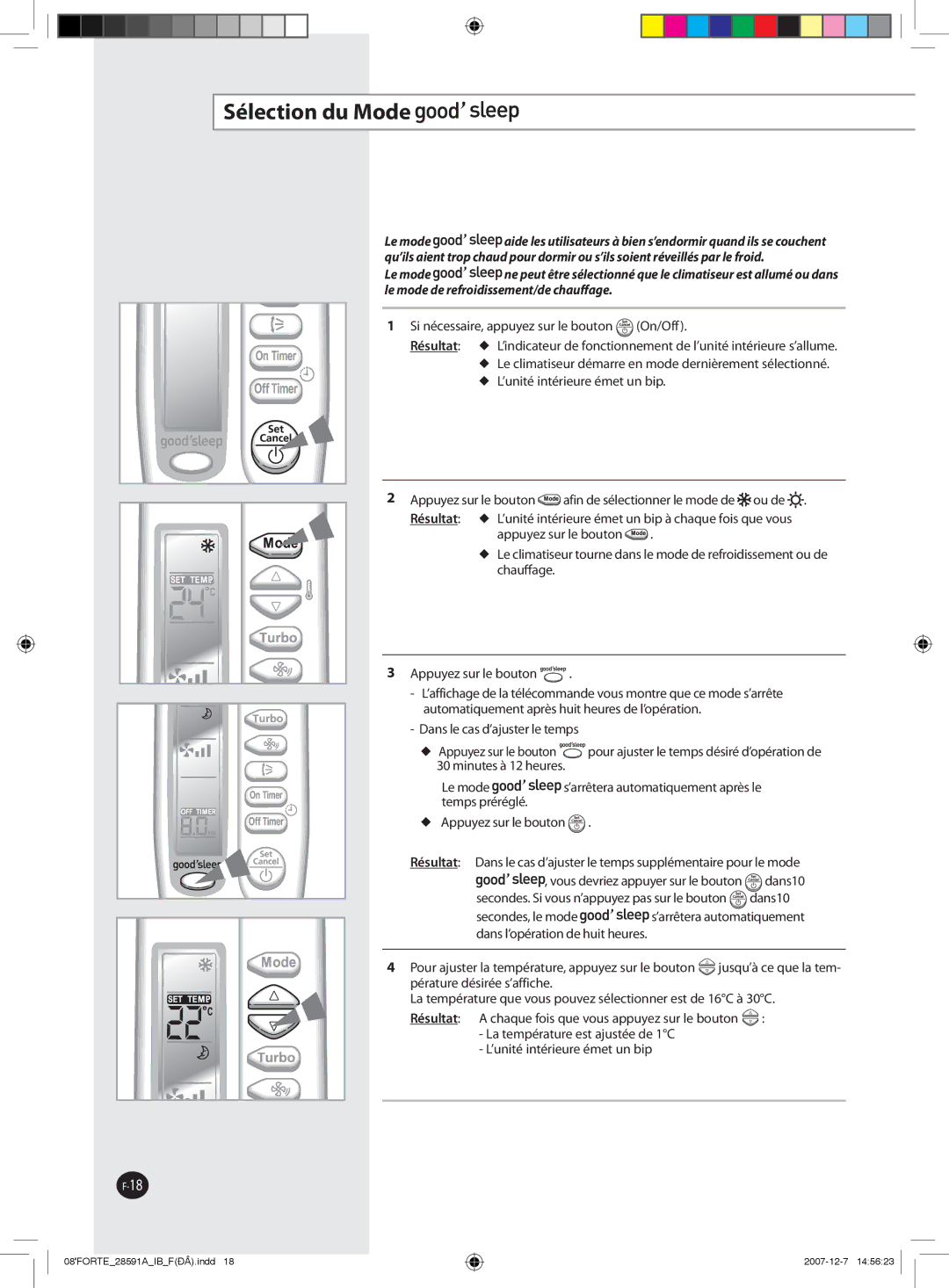 Samsung AQ18NSAN, AQ09NSAN, AQ24FCN, AQ12FCX, AQ09FAN, AQ24FAN, AQ18NSAX, AQ18FCX, AQ09SAX, AQ24NSAN, AQ09NSAX Sélection du Mode 