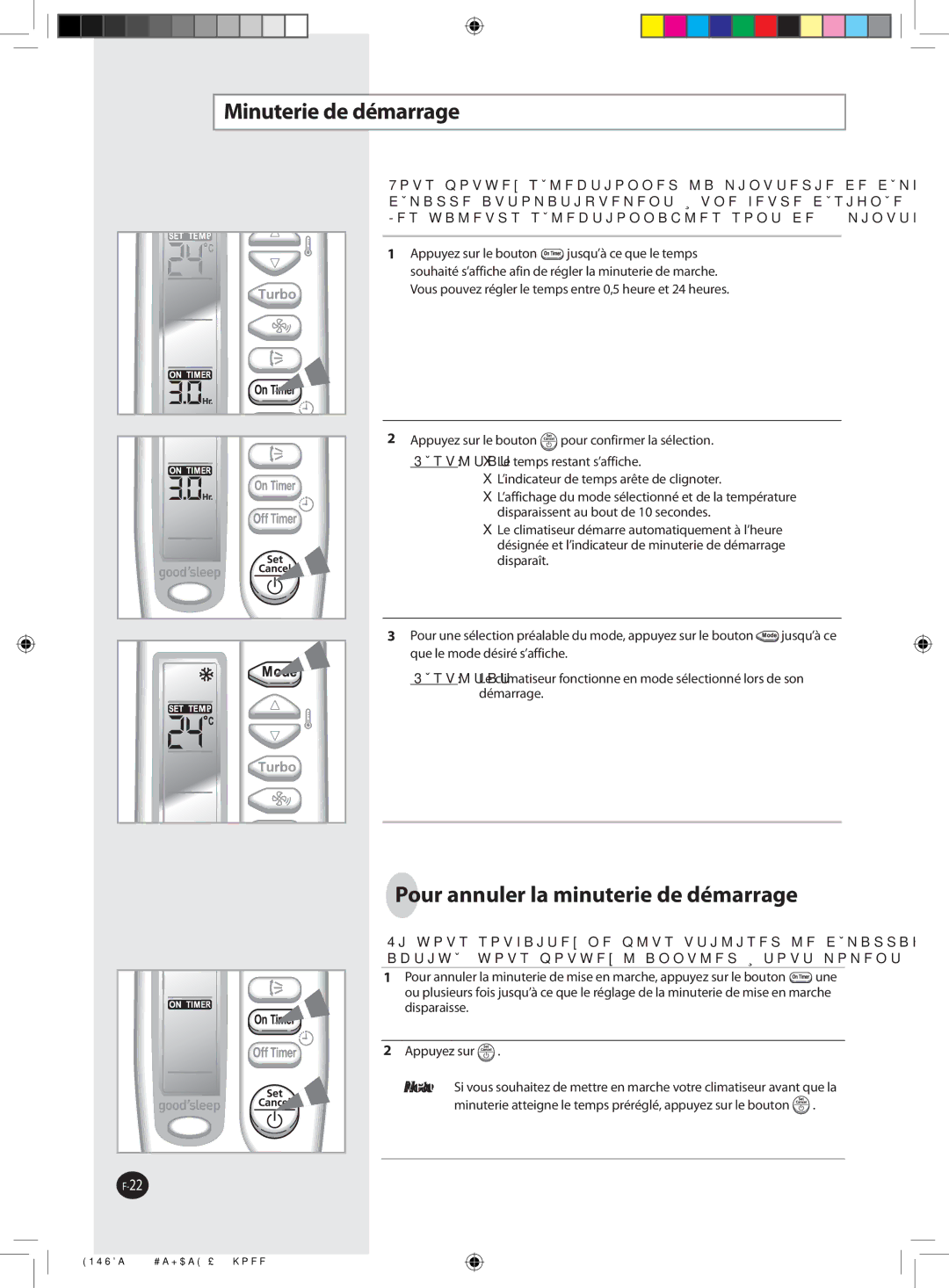 Samsung AQ09SAN, AQ09NSAN, AQ24FCN, AQ12FCX manual Minuterie de démarrage, Pour annuler la minuterie de démarrage, Résultat  