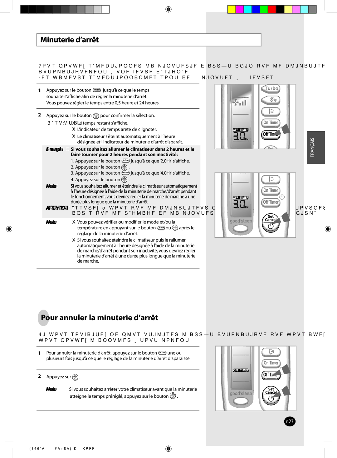 Samsung AQ09NSAN, AQ24FCN, AQ12FCX, AQ09FAN, AQ24FAN, AQ18NSAX, AQ18FCX Minuterie d’arrêt, Pour annuler la minuterie d’arrêt 