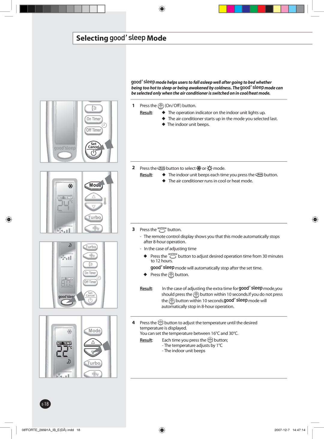 Samsung AQ18NSAN, AQ09NSAN, AQ24FCN, AQ12FCX, AQ09FAN, AQ24FAN, AQ18NSAX, AQ18FCX, AQ09SAX, AQ24NSAN, AQ09NSAX manual Selecting Mode 