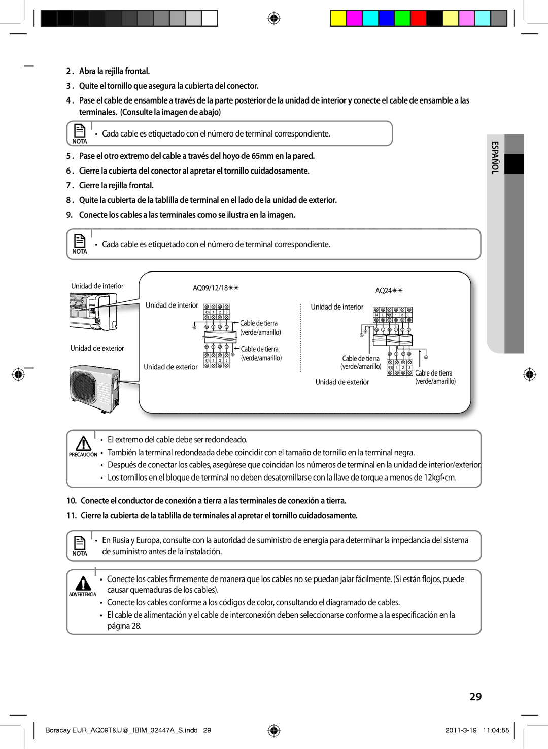 Samsung AQ09TSBN manual De suministro antes de la instalación 