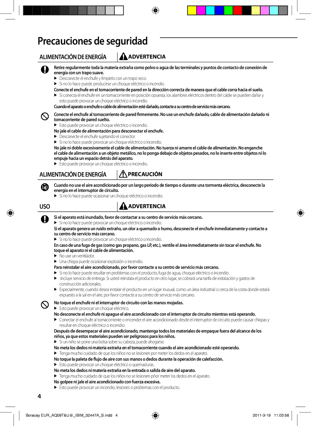 Samsung AQ09TSBN manual No jale el cable de alimentación para desconectar el enchufe 