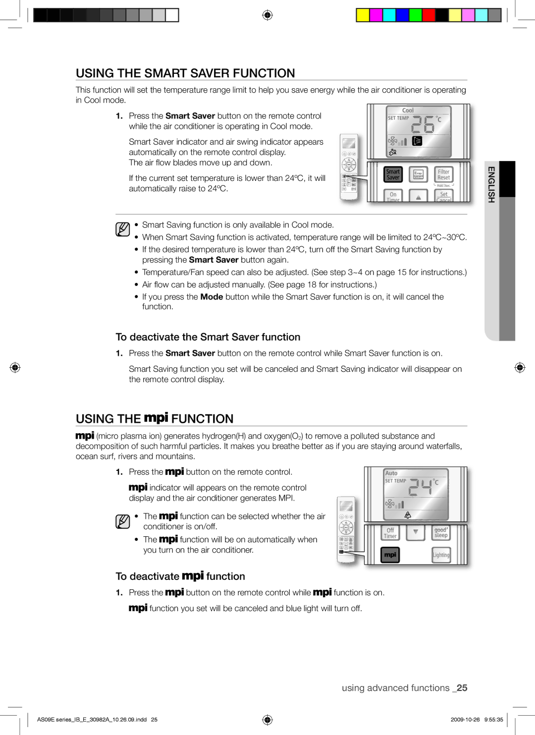 Samsung AS24ESANXSG, AQ09UGDX, AS18ESANMID, AS18ESANXSG, AS18ESAXMID manual Using the Smart Saver Function, Using the Function 