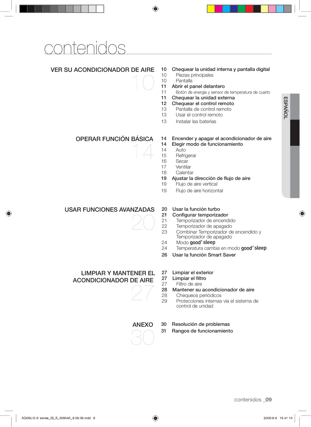 Samsung AQ12UUAXMID, AQ09UUANMID, AQ24UUAXMID, AQ12UUANMID, AQ24UUANMID, AQ18UUAXMID Contenidos, VER SU Acondicionador DE Aire 