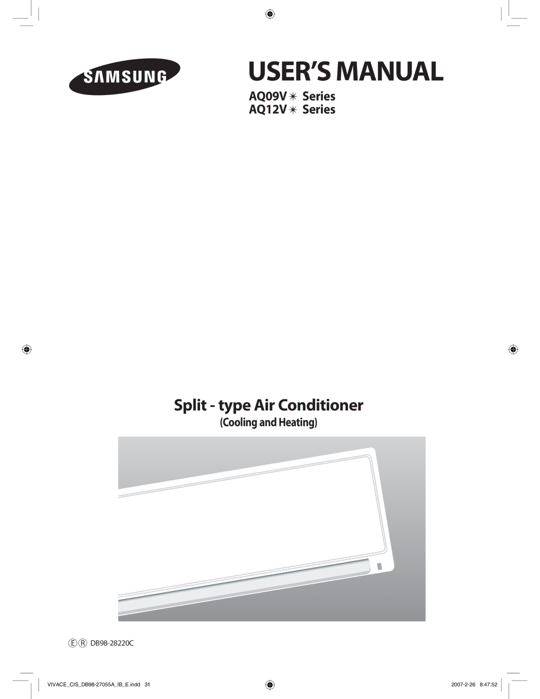 Samsung AQ09VBLNSER, AQ09VBLXSER manual Cooling and Heating, DB98-28220C 