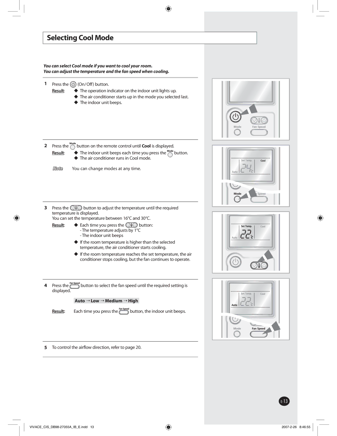 Samsung AQ09VBLNSER, AQ09VBLXSER manual 4FMFDUJOH$PPM.PEF,  Vup-Px.FejvnJhi 