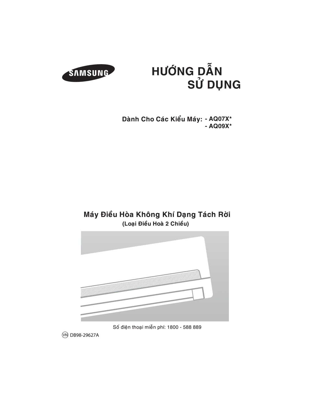 Samsung AQ09XLXXSV, AQ09XLNXSV manual 