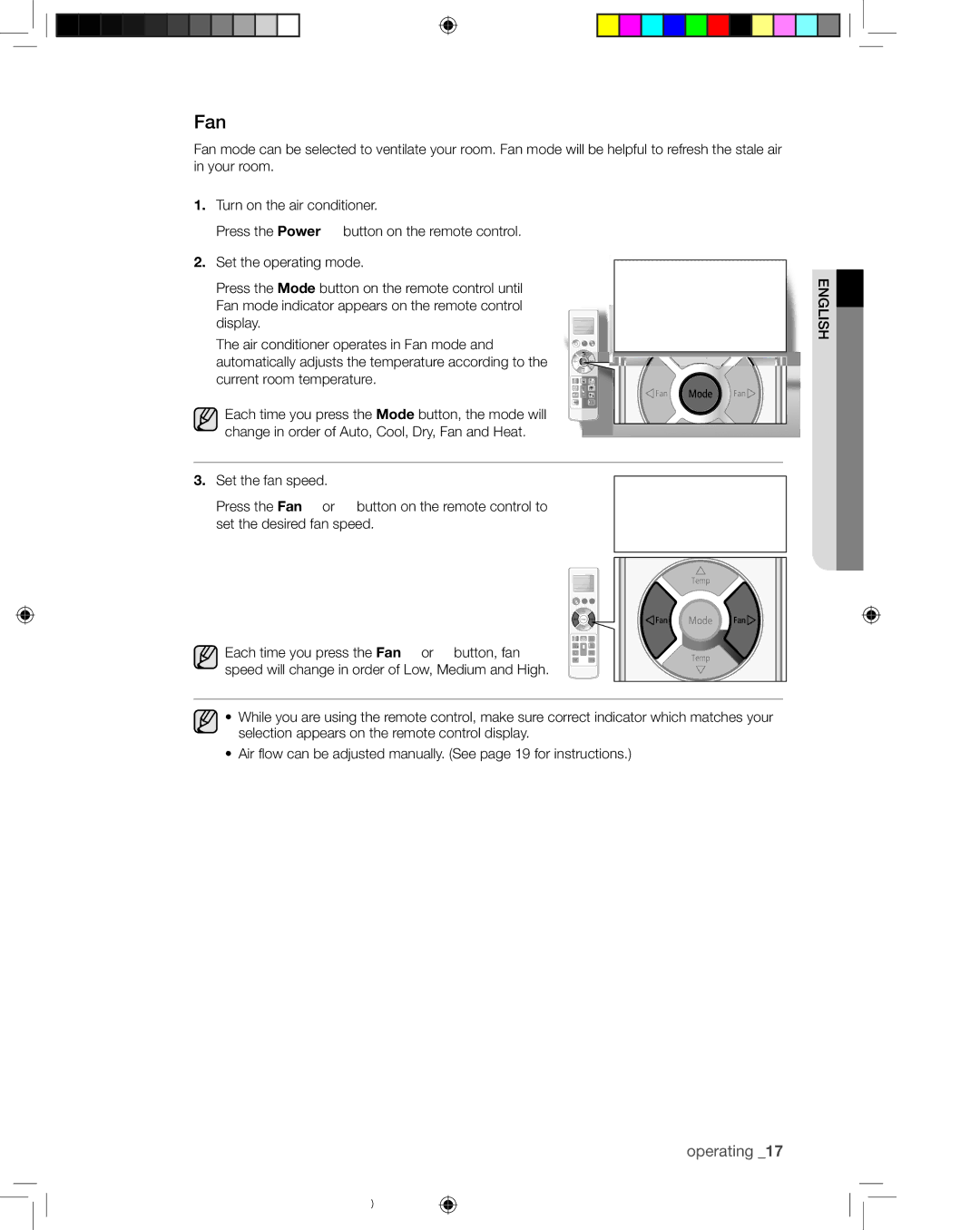 Samsung AQ12BANSER, AQ12BAXSER, AQ18BANSER, AQ18BAXSER, AQ09BAXSER manual Fan 