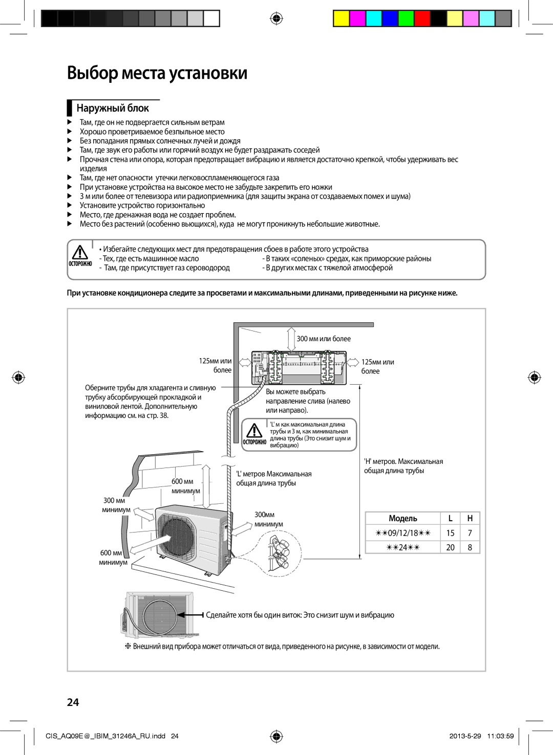 Samsung AQ12ESGXSER, AQ12EWFNSER, AQ09ESGNSER manual Наружный блок, Сделайте хотя бы один виток Это снизит шум и вибрацию 