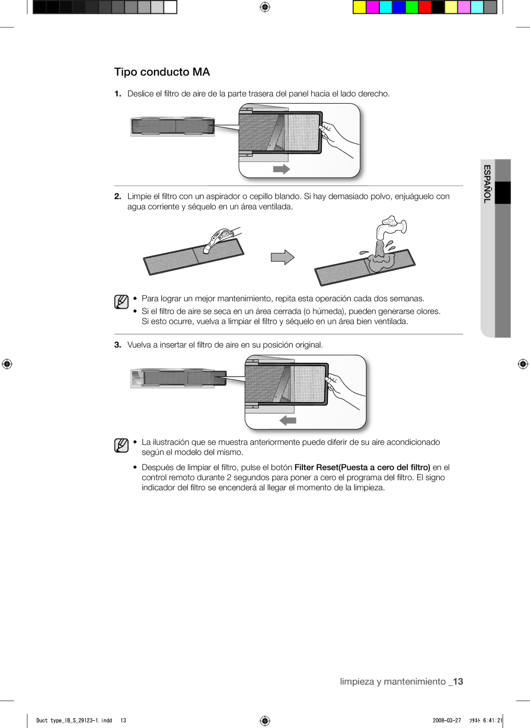 Samsung AQ12FCXMID manual Tipo conducto MA 