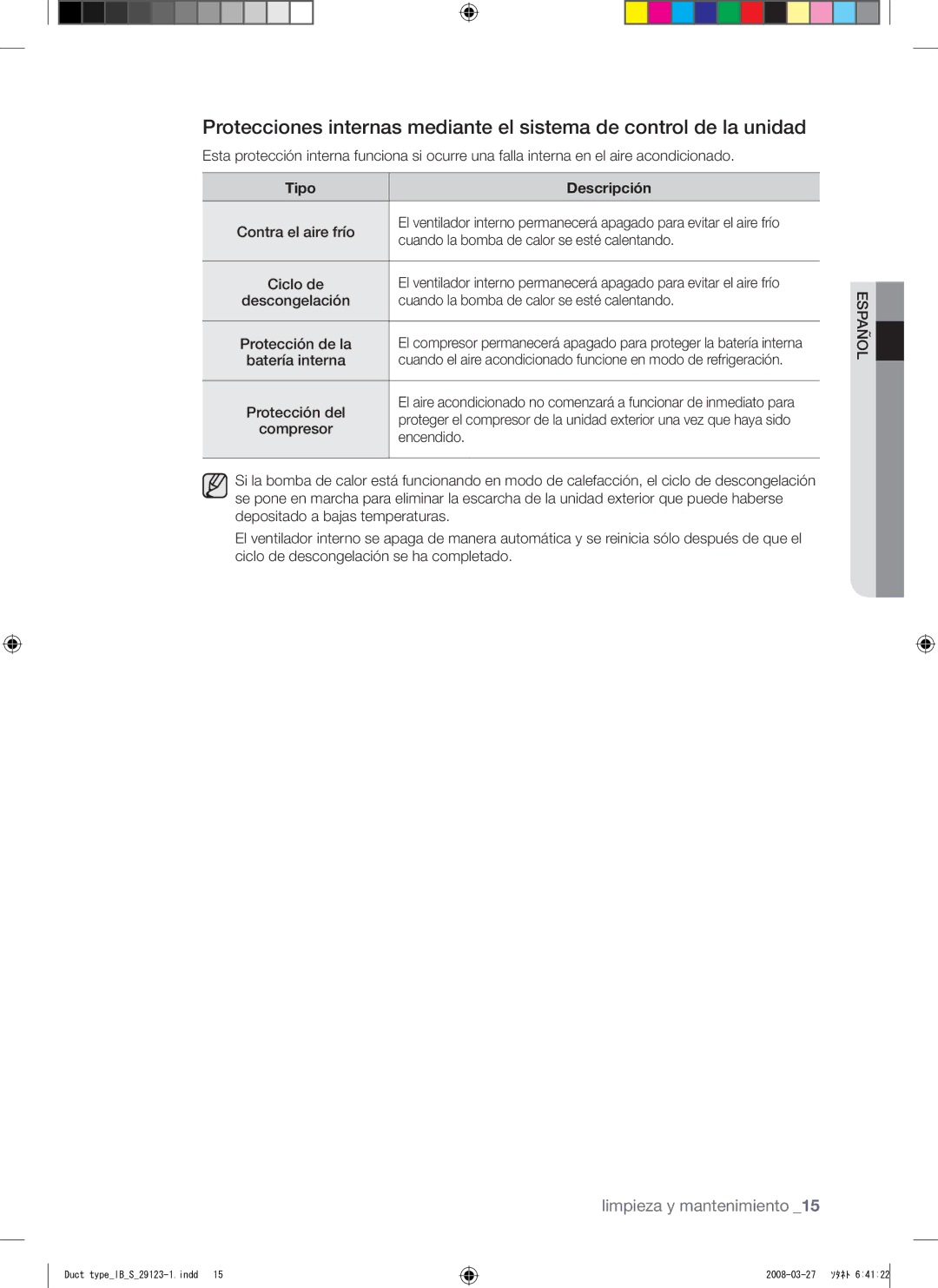 Samsung AQ12FCXMID manual Tipo Descripción 