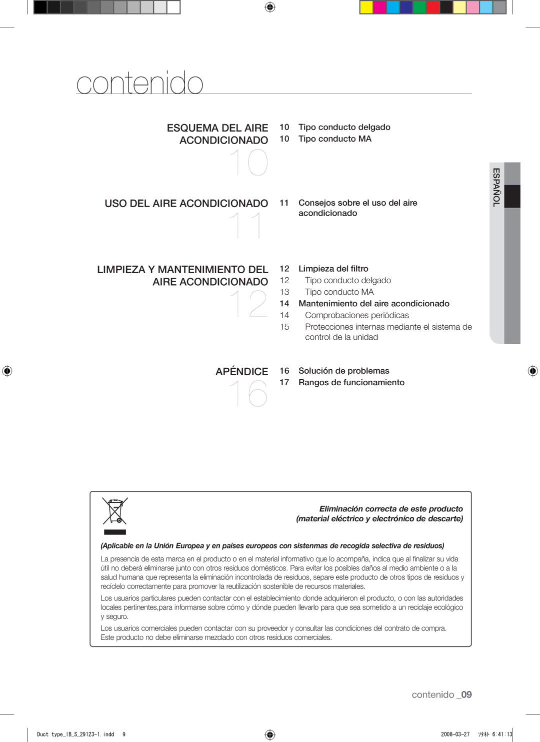 Samsung AQ12FCXMID manual Contenido 