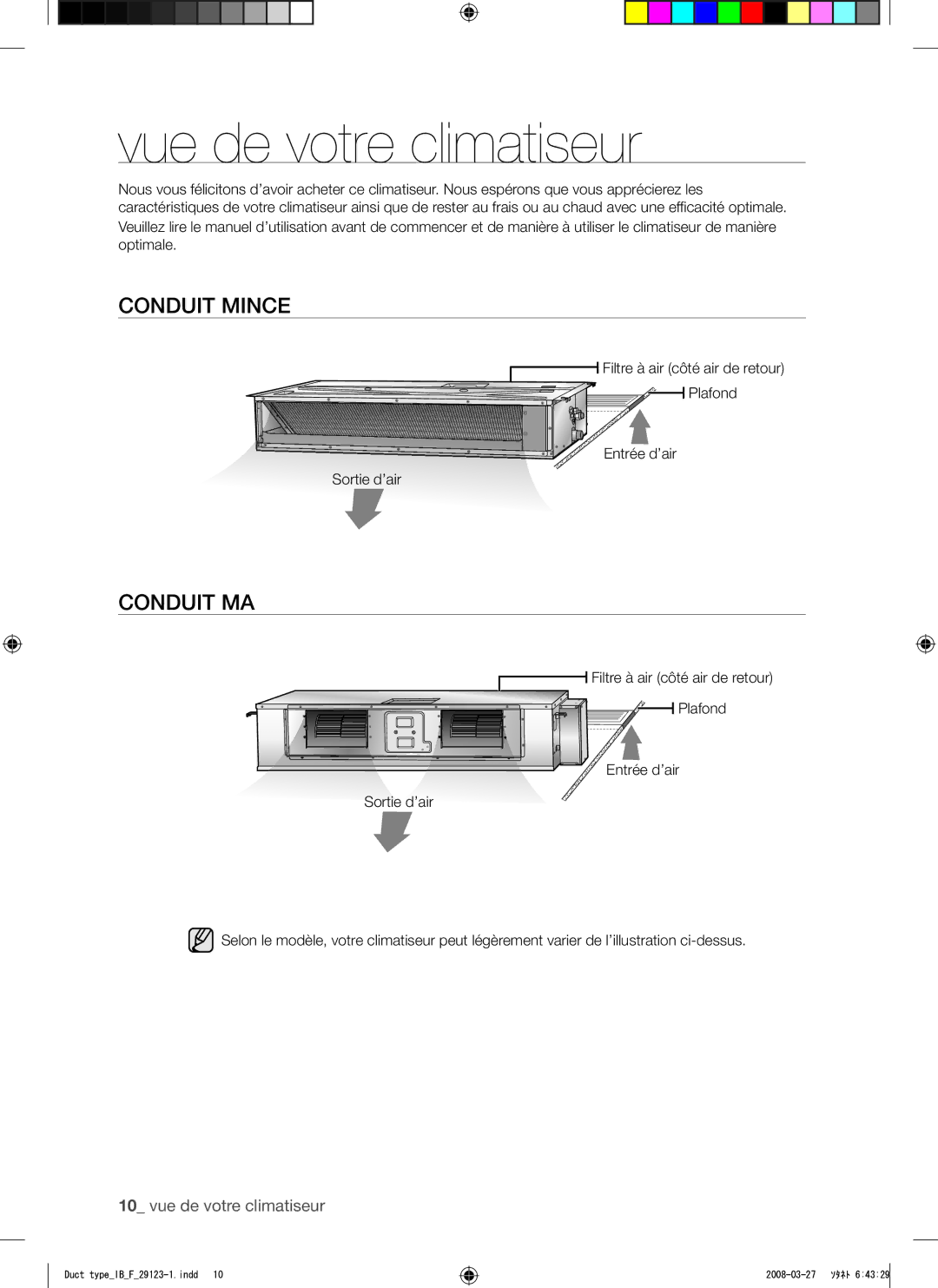 Samsung AQ12FCX manual Vue de votre climatiseur, Conduit Mince, Conduit MA 