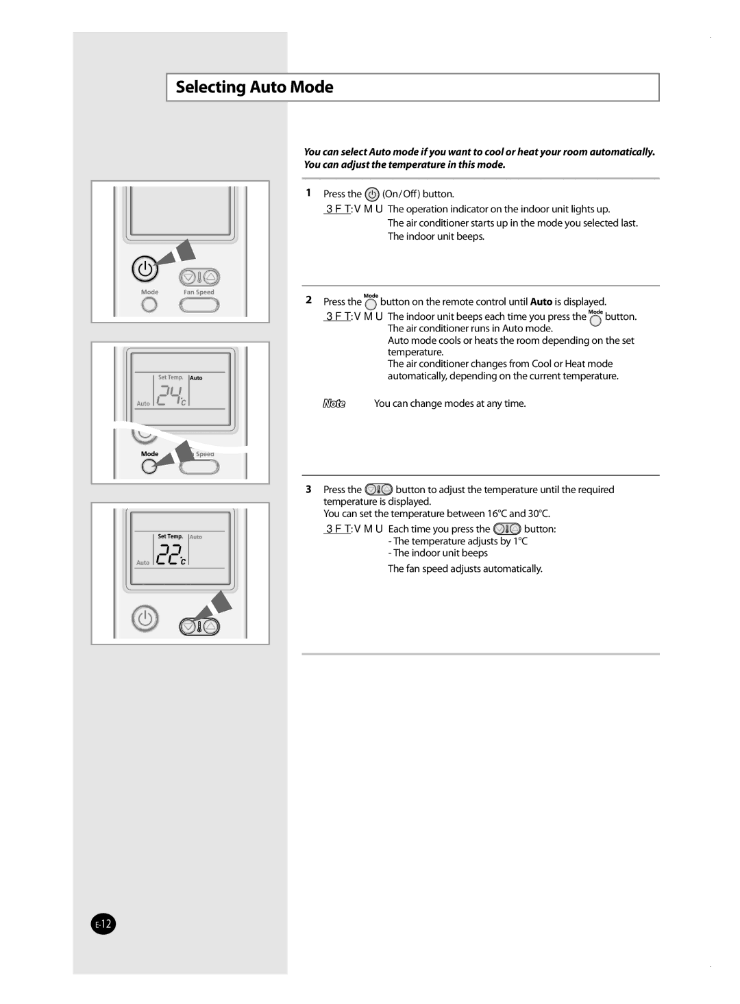 Samsung AQ12MSBXSEU, AQ12MSBN, AQ18MSBX, AQ18MSBN, AQ24MSBX, AQ09MSBX, AQ09MSBN, AQ24MSBN manual Selecting Auto Mode, Result 