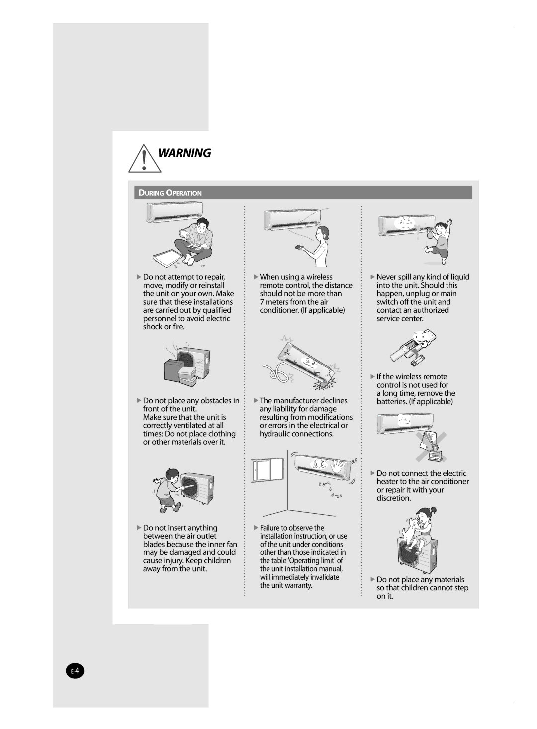 Samsung AQ18MSBX, AQ18MSBN, AQ12MSBX, AQ09MSBX, AQ09MSBN, AQ12MSBNSEU, AQ24MSBNSEU, AQ24MSBXSEU manual During Operation 