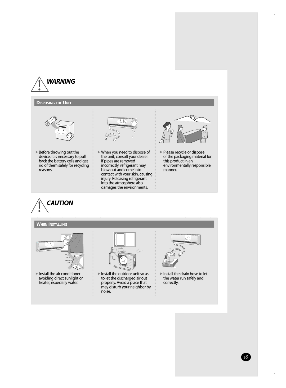 Samsung AQ12MSBX, AQ12MSBN, AQ18MSBX, AQ18MSBN, AQ24MSBX, AQ09MSBX, AQ09MSBN, AQ24MSBN manual Install the outdoor unit so as 