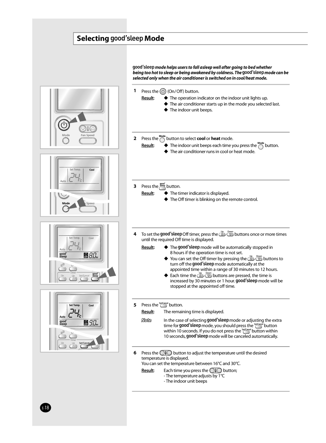 Samsung AQ12MSDX, AQ12MSDN manual Selecting Mode, Press On/Off button 