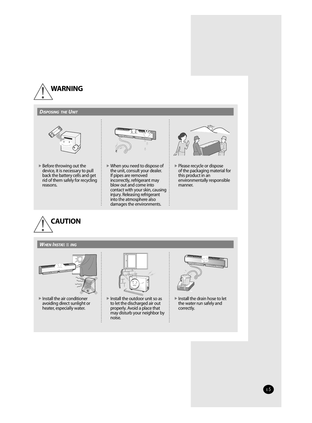 Samsung AQ12TANSER, AQ12TAXSER manual Install the outdoor unit so as 