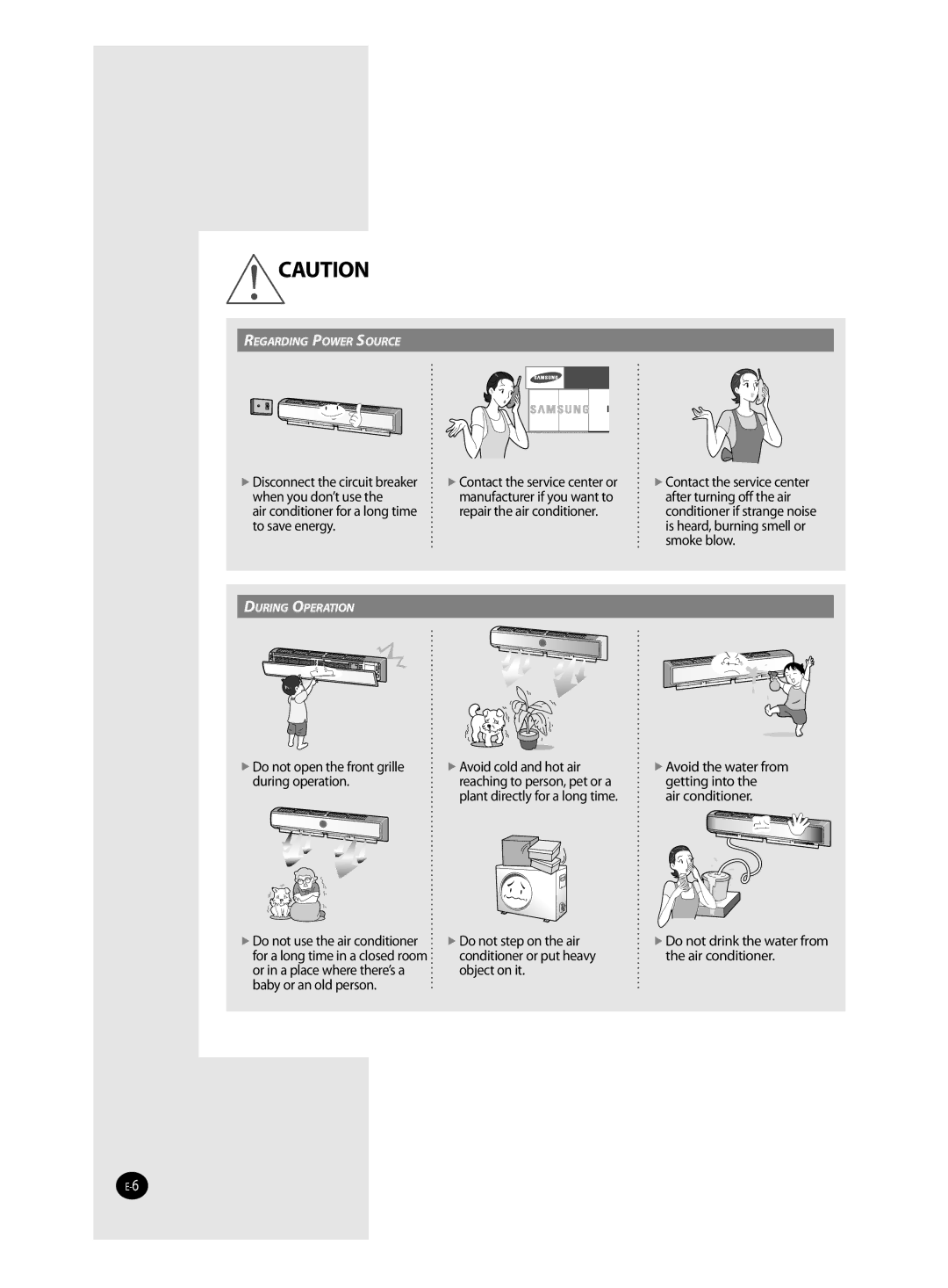 Samsung AQ12TAXSER, AQ12TANSER manual Air conditioner for a long time to save energy 