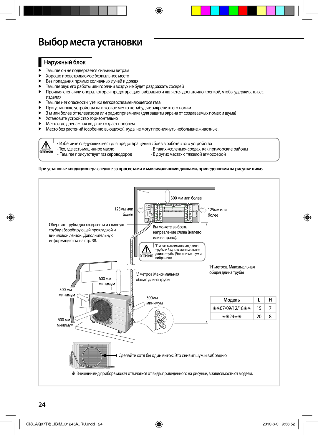 Samsung AQ18TFBXSER, AQ12TSBXSER, AQ09TSBXSER manual Наружный блок, Сделайте хотя бы один виток Это снизит шум и вибрацию 