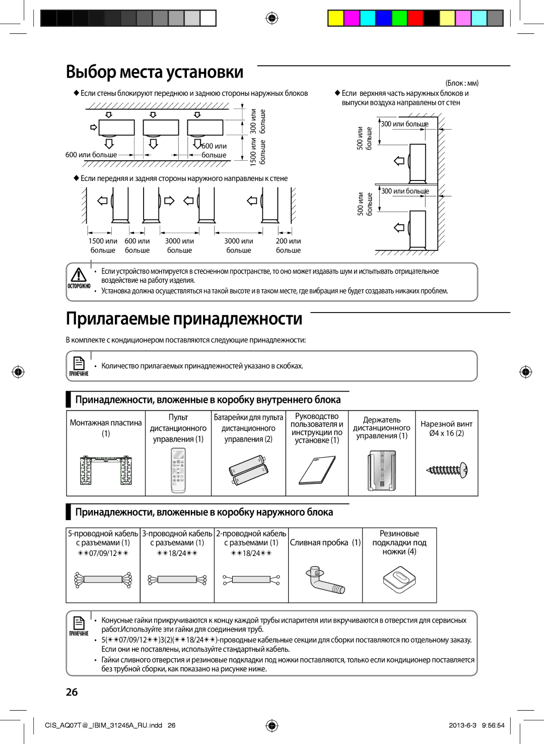 Samsung AQ07UGENSER, AQ12TSBXSER Прилагаемые принадлежности, Принадлежности, вложенные в коробку внутреннего блока, Пульт 