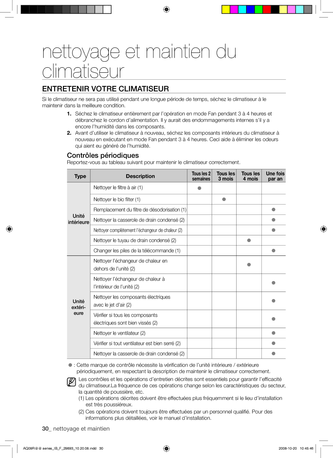 Samsung AQ12UGBN, AQ12UGAX, AQ18UGAN, AQ12UGBX, AQ24UGAN, AQ24UGAX manual Entretenir Votre Climatiseur, Contrôles périodiques 