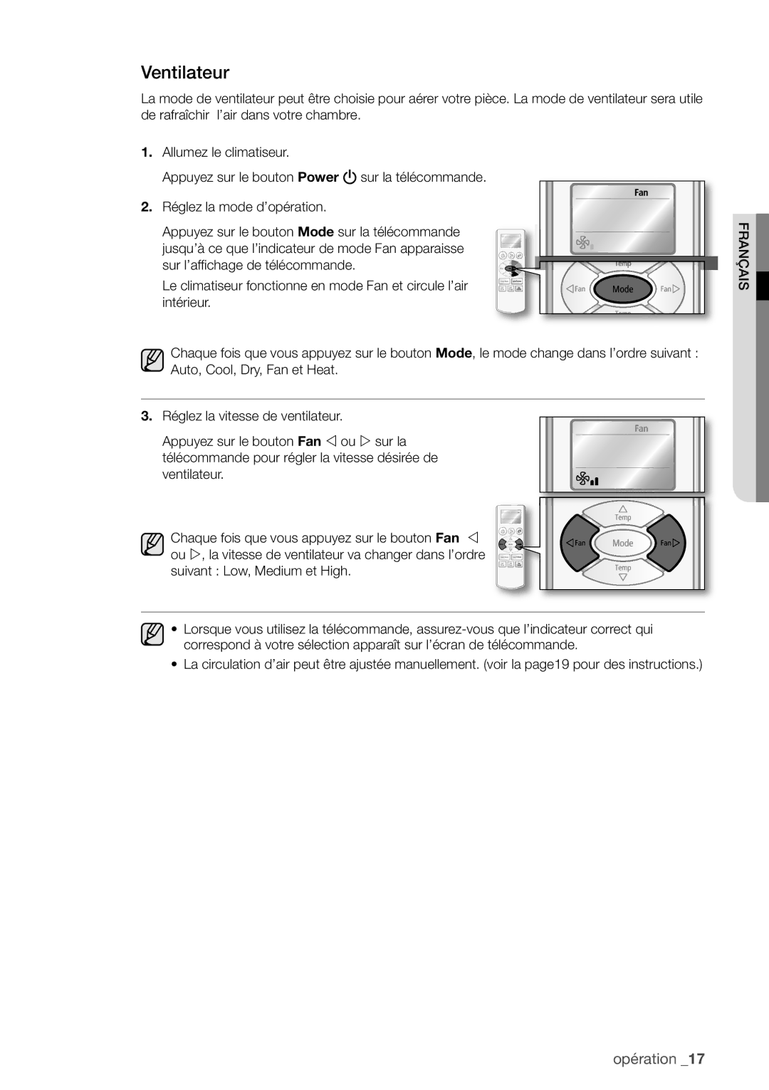 Samsung AQ18UGAN, AQ12UGAX, AQ12UGBX, AQ24UGAN, AQ24UGAX, AQ12UGBN, AQ09UGDN, AQ09UGBN, AQ09UGBX, AQ18UGAX, AQV12UGAN Ventilateur 