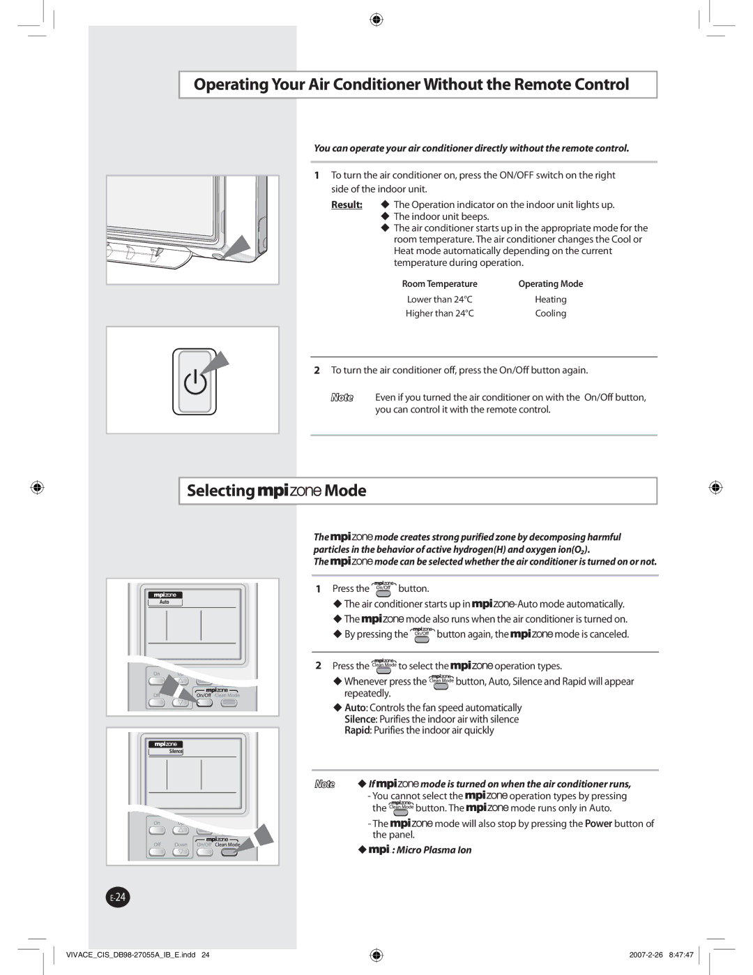 Samsung AQ12VBLNSER, AQ09VBLXSER, AQ09VBLNSER, AQ12VBLXSER manual 4FMFDUJOH .PEF, ‹5IF, ‹*G 