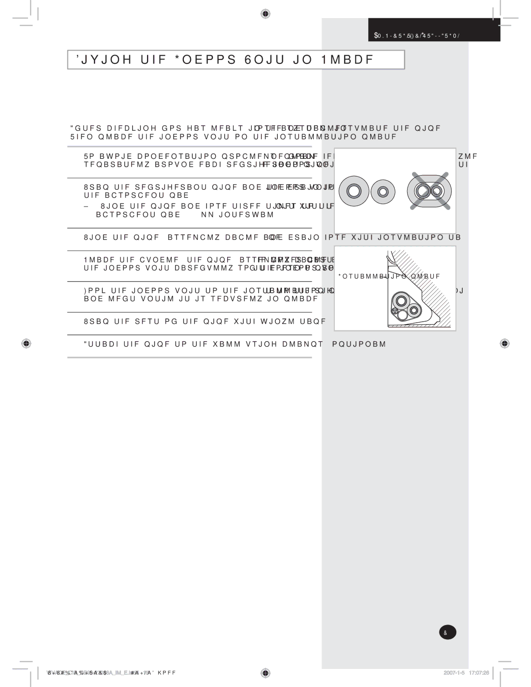 Samsung AQ12VBLXSER, AQ12VBLNSER, AQ09VBLXSER, AQ09VBLNSER manual JYJOHUIF*OEPPS6OJUJO1MBDF 