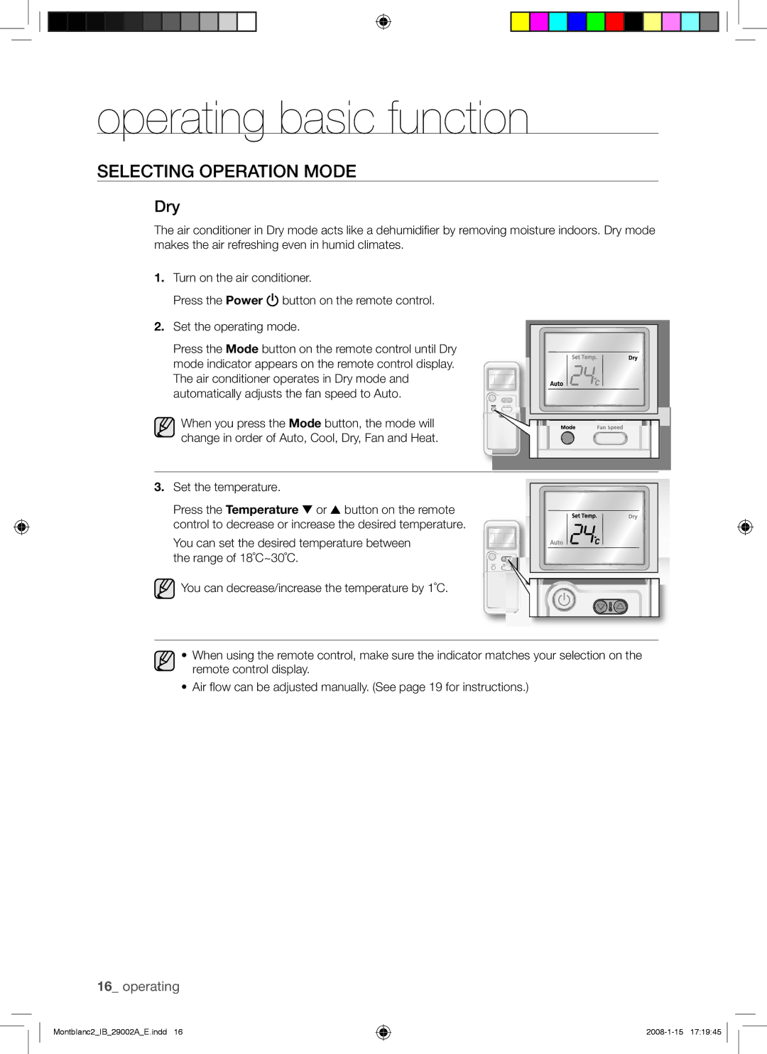 Samsung AQ24AWAXSER, AQ18AWAXSER, AQ18AWANSER, AQ24AWANSER manual Dry 