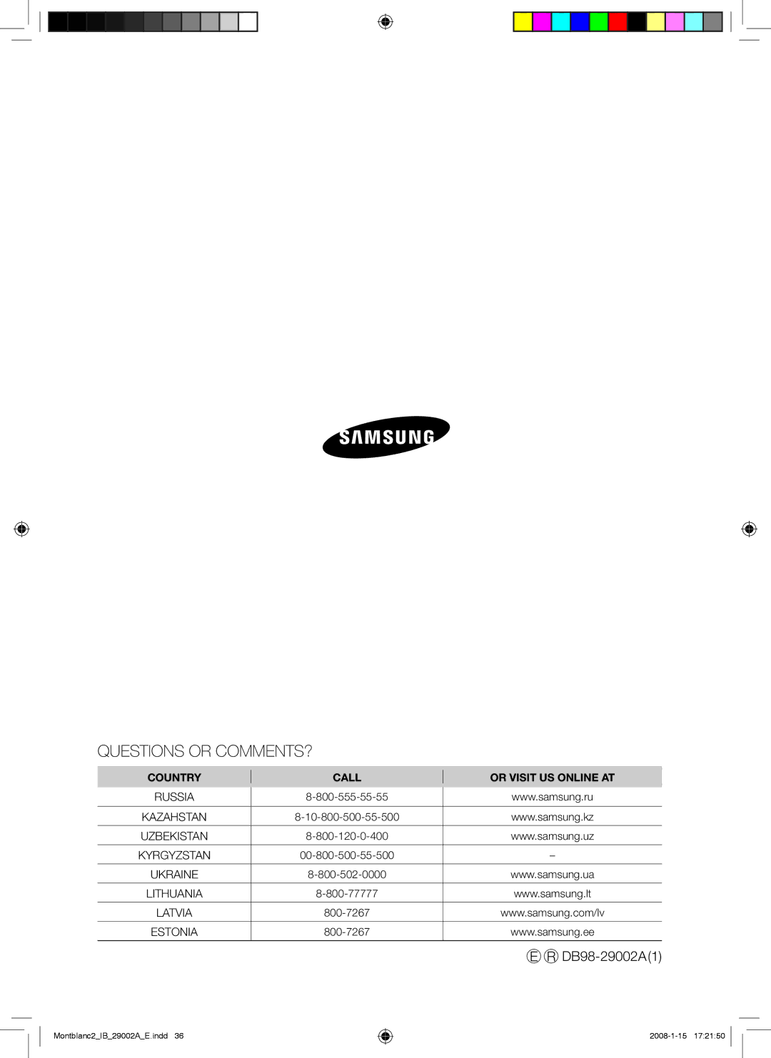 Samsung AQ24AWAXSER, AQ18AWAXSER, AQ18AWANSER, AQ24AWANSER manual Questions or COMMENTS? 