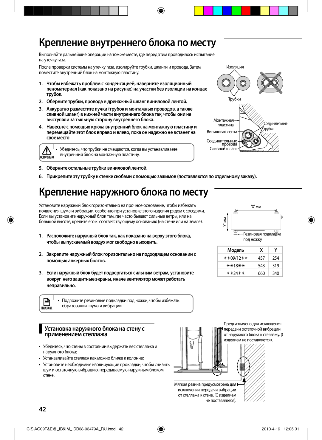 Samsung AQ09TWCNSER, AQ18EWFNSER, AQ24EWFNSER, AQ12TWCNSER manual Крепление внутреннего блока по месту 