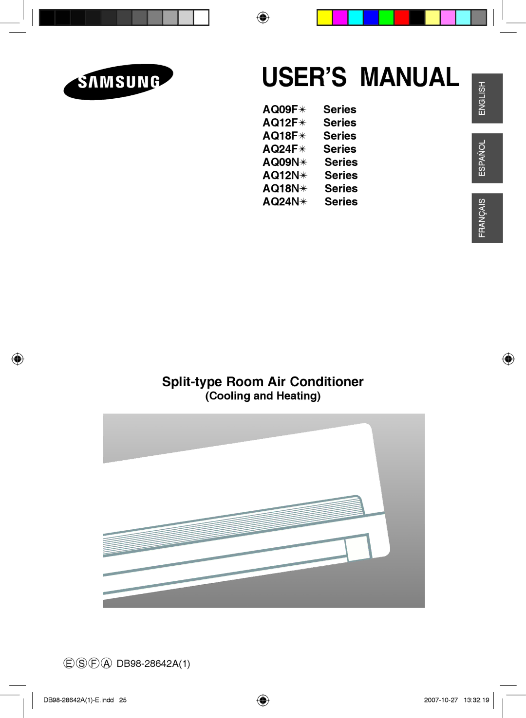 Samsung AQ18FCNMID, AQ12FENMID, AQ09FCNMID, AQ09FCXMID, AQ12FEXMID, AQ18FCXMID USER’S Manual, Split-type Room Air Conditioner 