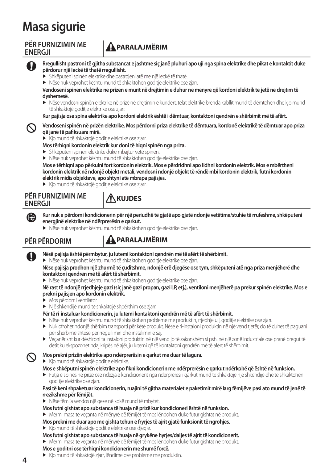 Samsung AQ09TSBX, AQ24TSBN, AQ18TSBX, AQ24TSBX, AQ12TSBXCEE, AQ09TSBN, AQ18TSBNCEE, AQ12TSBNCEE manual PËR Furnizimin ME 