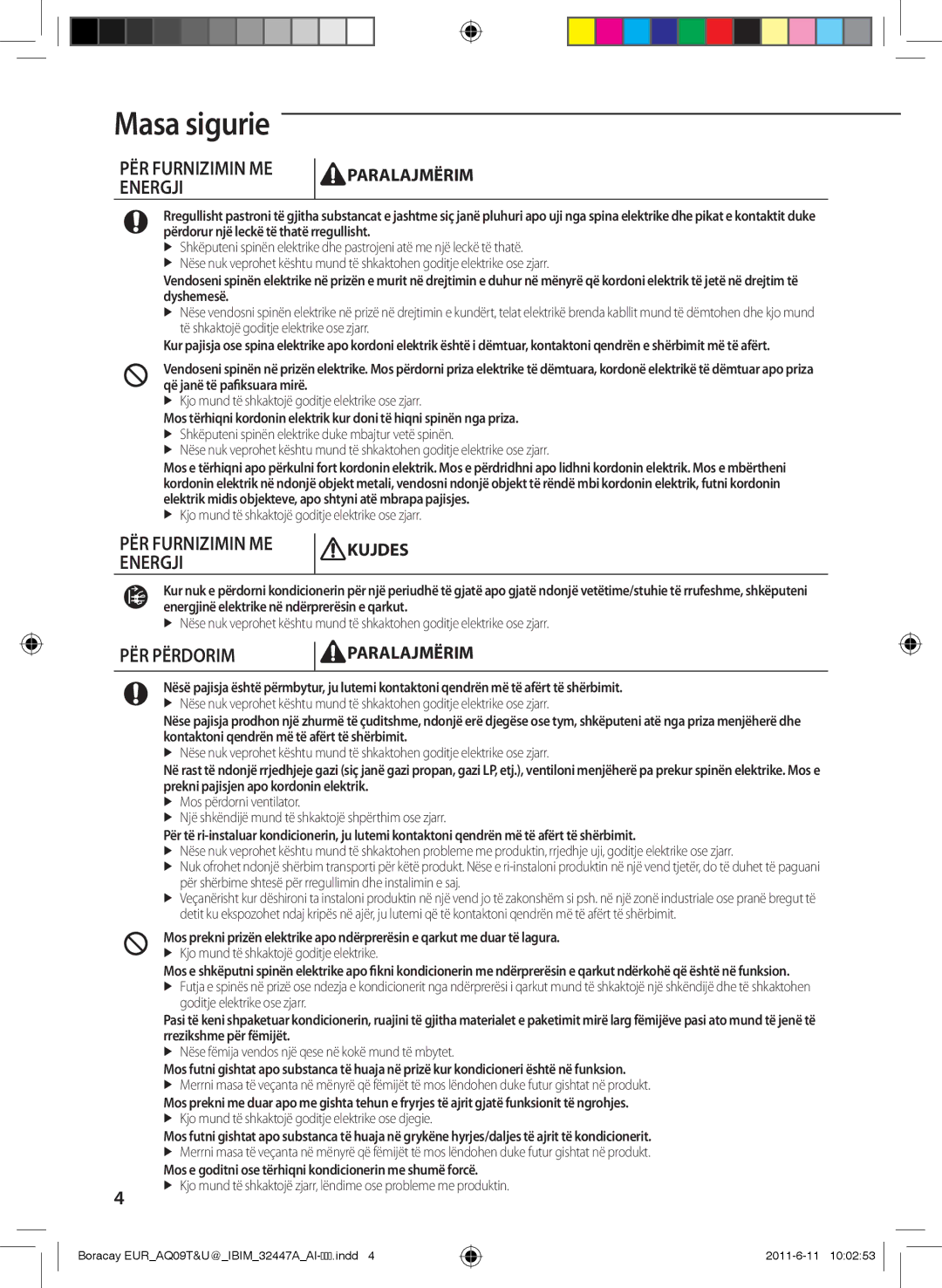 Samsung AQ09TSBX, AQ24TSBN, AQ18TSBX, AQ24TSBX, AQ12TSBXCEE, AQ09TSBN, AQ18TSBNCEE, AQ12TSBNCEE manual PËR Furnizimin ME 