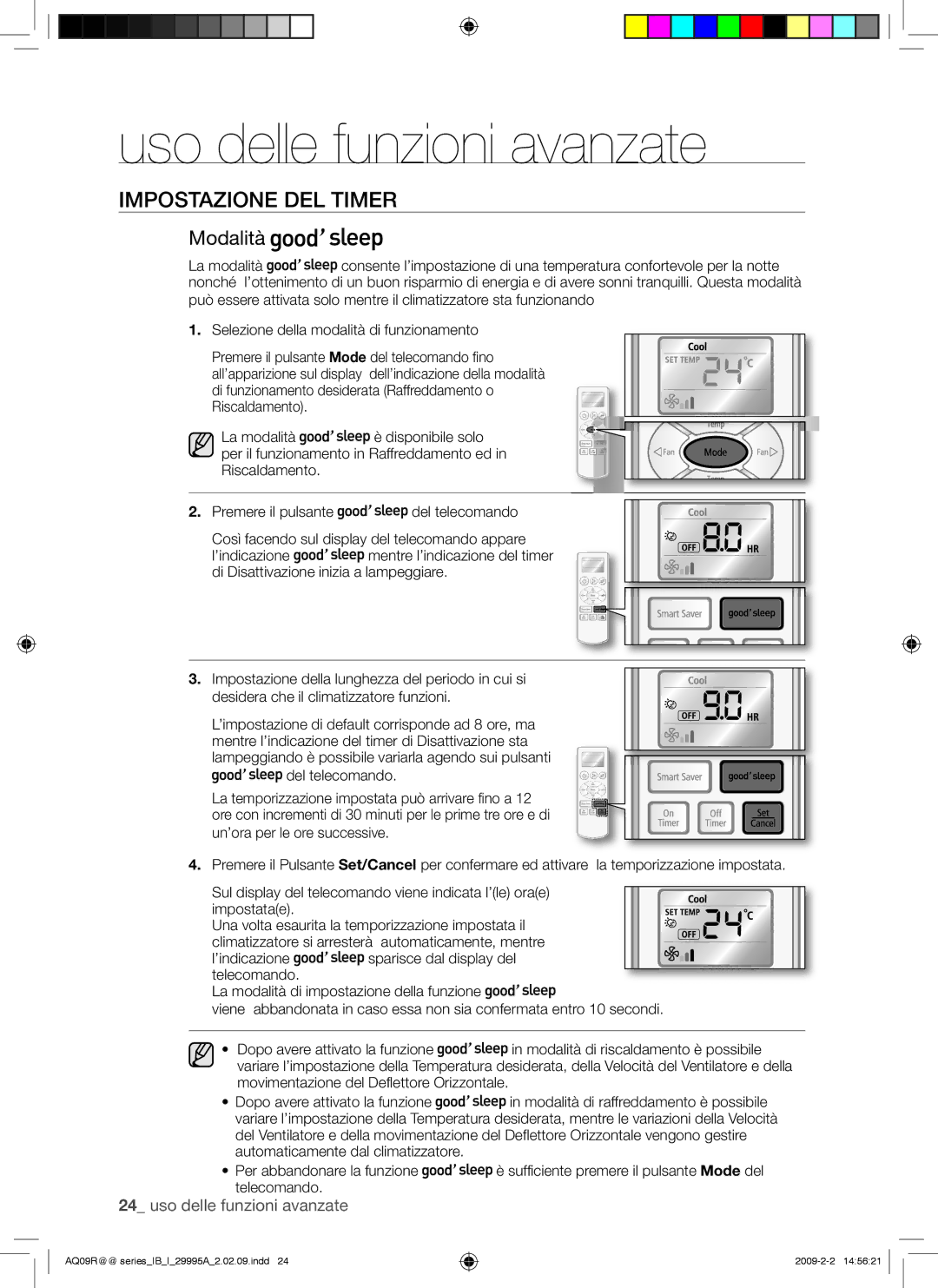 Samsung AQ18UGAX, AQ18UGAN, AQ12UGBX, AQ24UGAN, AQ24UGAX, AQ12UGBN, AQ09UGBN, AQ09UGBX manual Modalità, Del telecomando 