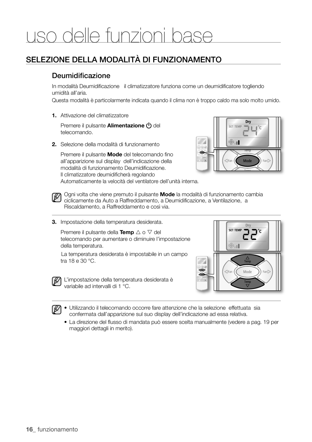 Samsung AQ18UGAN, AQ12UGBX, AQ24UGAN, AQ24UGAX, AQ12UGBN, AQ09UGDN, AQ09UGBN, AQ09UGBX, AQ18UGAX, AQV12UGAN manual Deumidificazione 