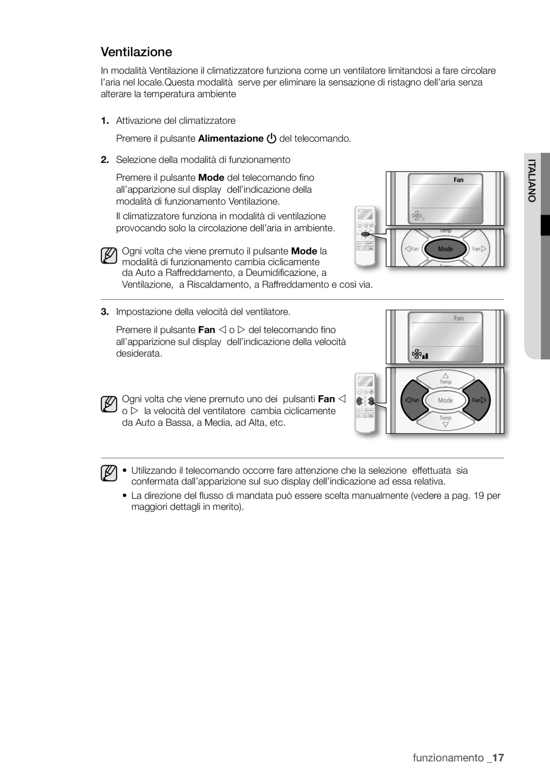 Samsung AQ12UGBX, AQ18UGAN, AQ24UGAN, AQ24UGAX, AQ12UGBN, AQ09UGDN, AQ09UGBN, AQ09UGBX, AQ18UGAX, AQV12UGAN, AQV24UGBX Ventilazione 