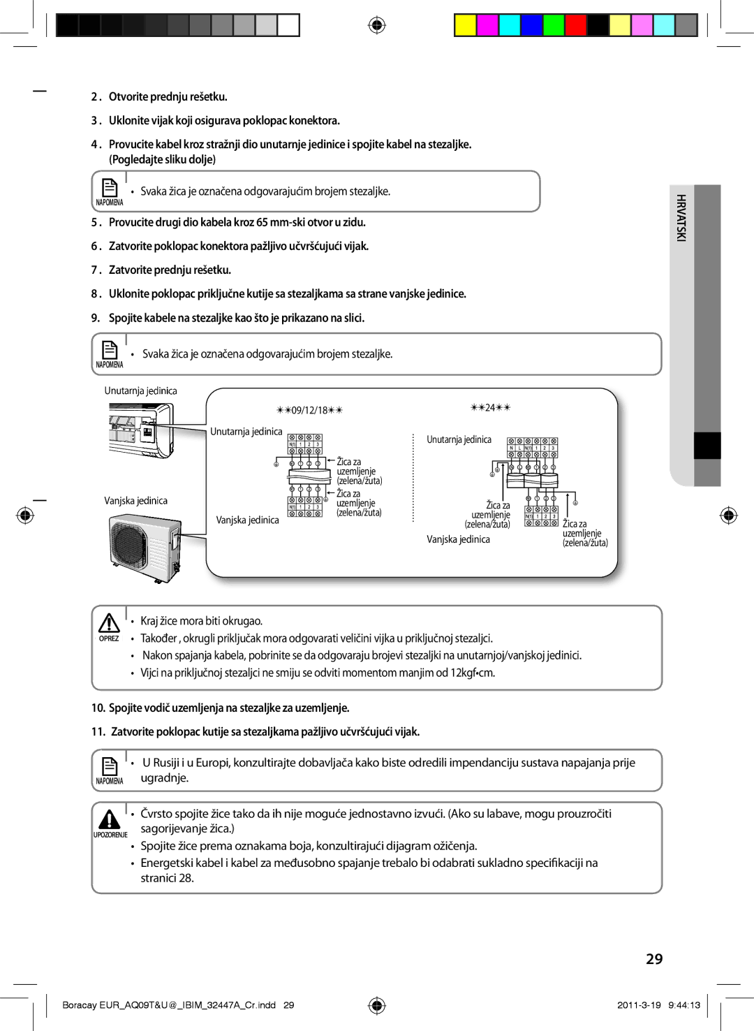 Samsung AQ18TSBNCEE, AQ18UGAN, AQ24TSBN, AQ18TSBX, AQ18UGAX, AQ24TSBX Svaka žica je označena odgovarajućim brojem stezaljke 