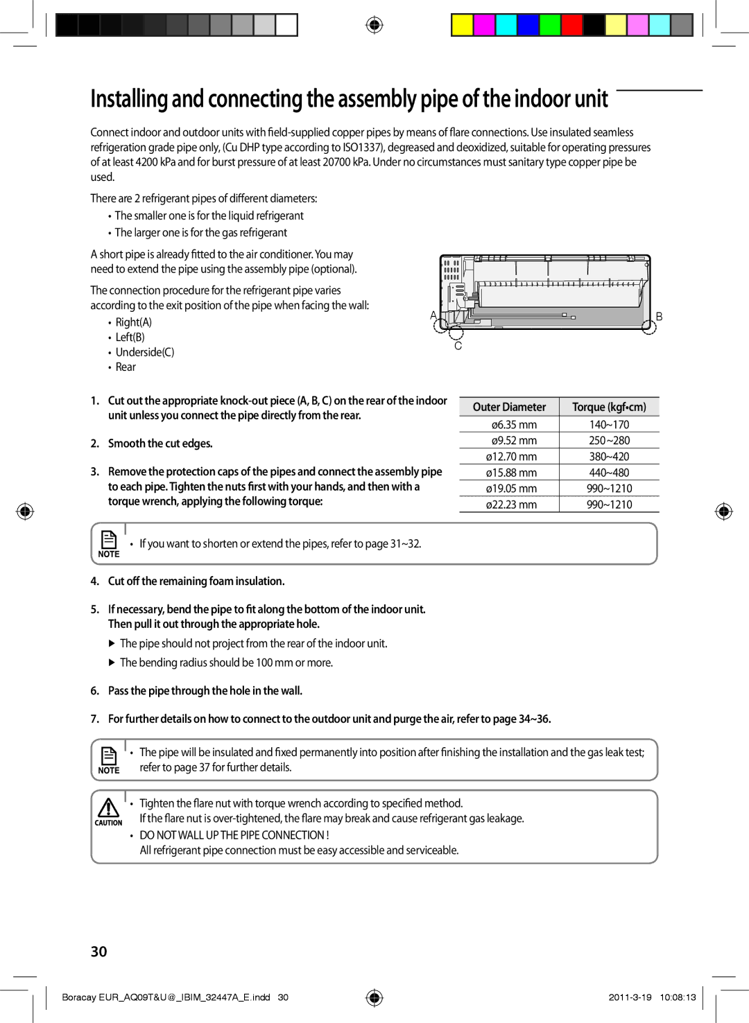 Samsung AQ09UGFNEUR, AQ18UGAN, AQ24TSBXEUR, AQ18TSBN, AQ12UGFN Smooth the cut edges, Cut off the remaining foam insulation 