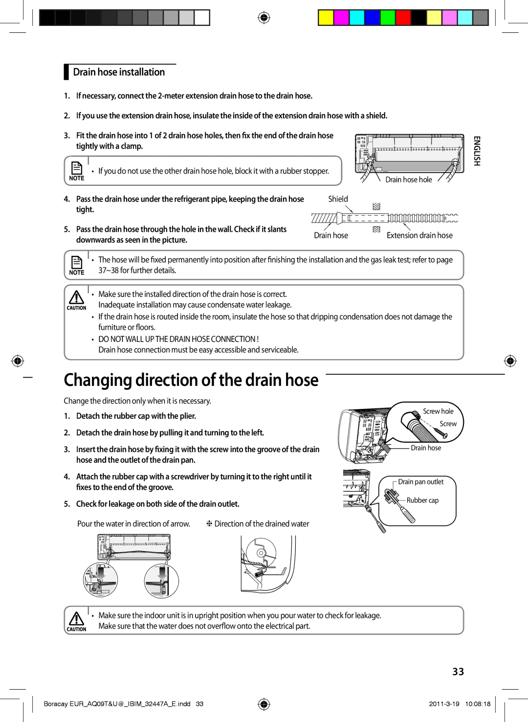 Samsung AQ18UGAN, AQ24TSBXEUR, AQ18TSBN, AQ12UGFN, AQ24TSBN, AQ18TSBX, AQ09UGFX, AQ12TSBXEUR, AQ18UGAX Drain hose installation 