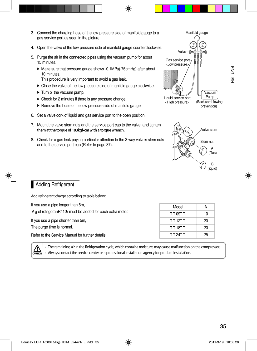 Samsung AQ18TSBNCEE, AQ18UGAN, AQ24TSBXEUR, AQ12UGFN, AQ24TSBN, AQ18TSBX, AQ09UGFX, AQ12TSBXEUR, AQ18UGAX manual Adding Refrigerant 