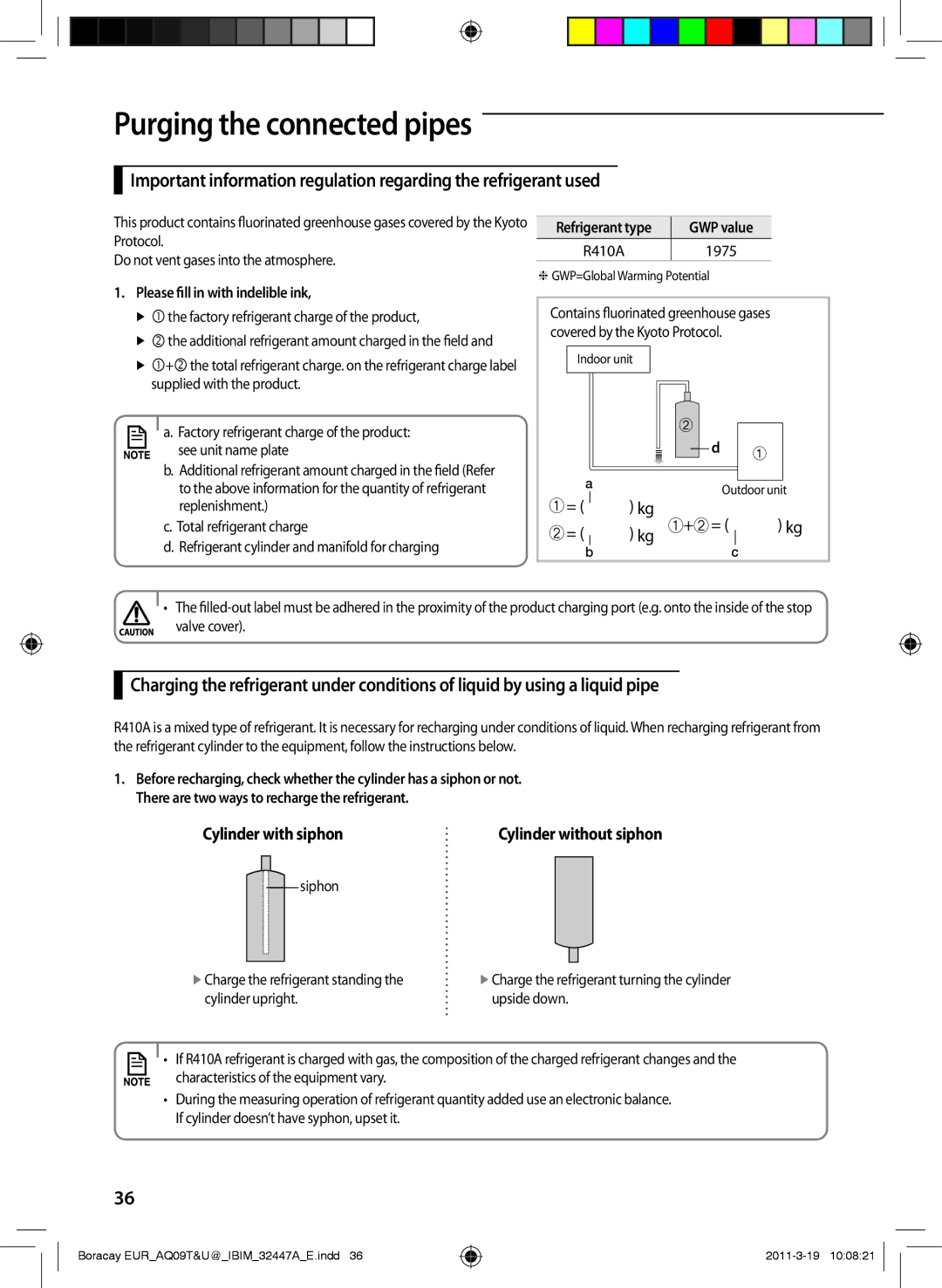 Samsung AQ12TSBNCEE, AQ18UGAN Please fill in with indelible ink,  the factory refrigerant charge of the product, 1975 