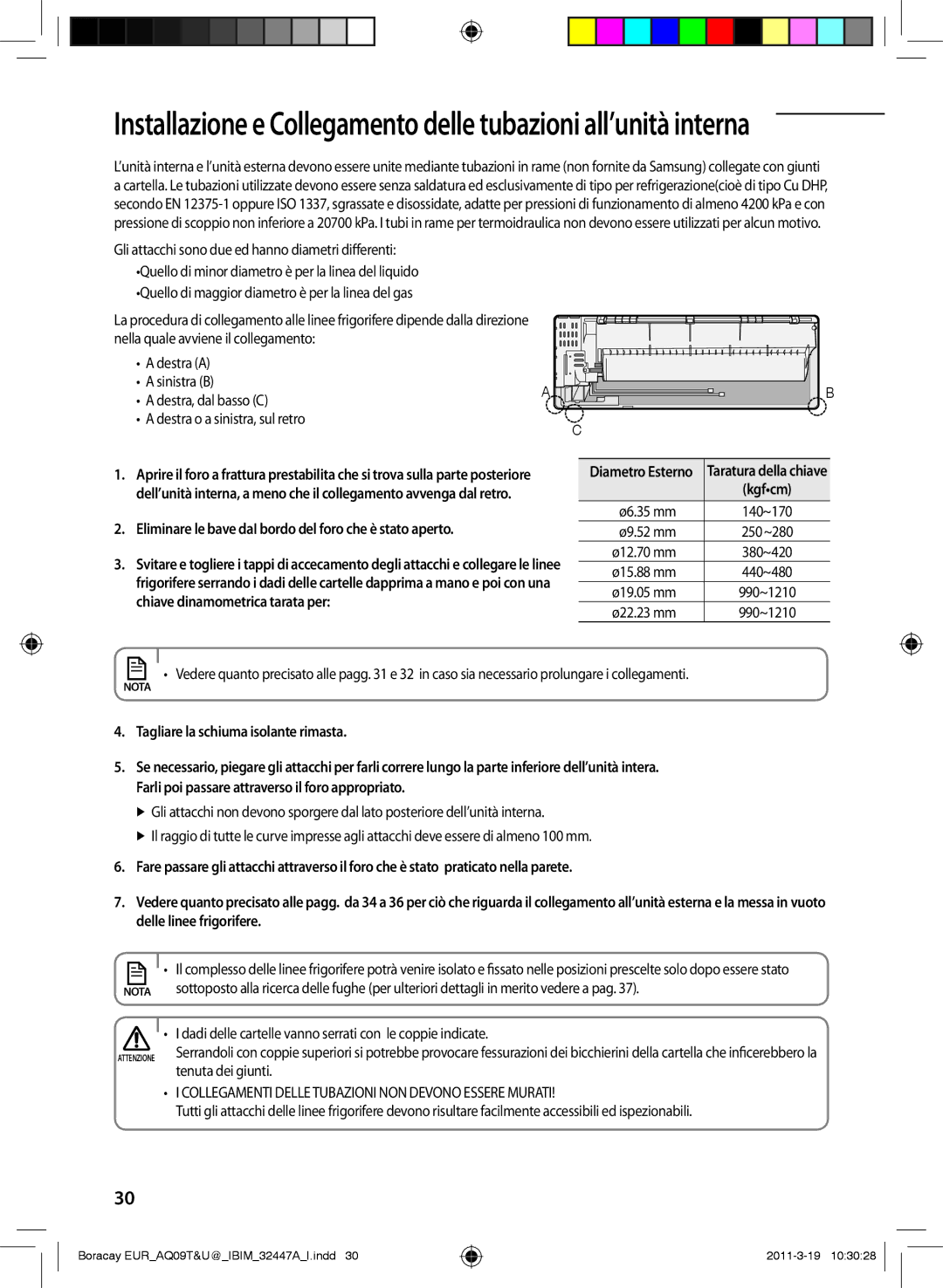 Samsung AQ12UGFXEUR, AQ18UGAN, AQ24TSBXEUR, AQ18TSBN, AQ12UGFN, AQ24TSBN, AQ18TSBX manual Tagliare la schiuma isolante rimasta 