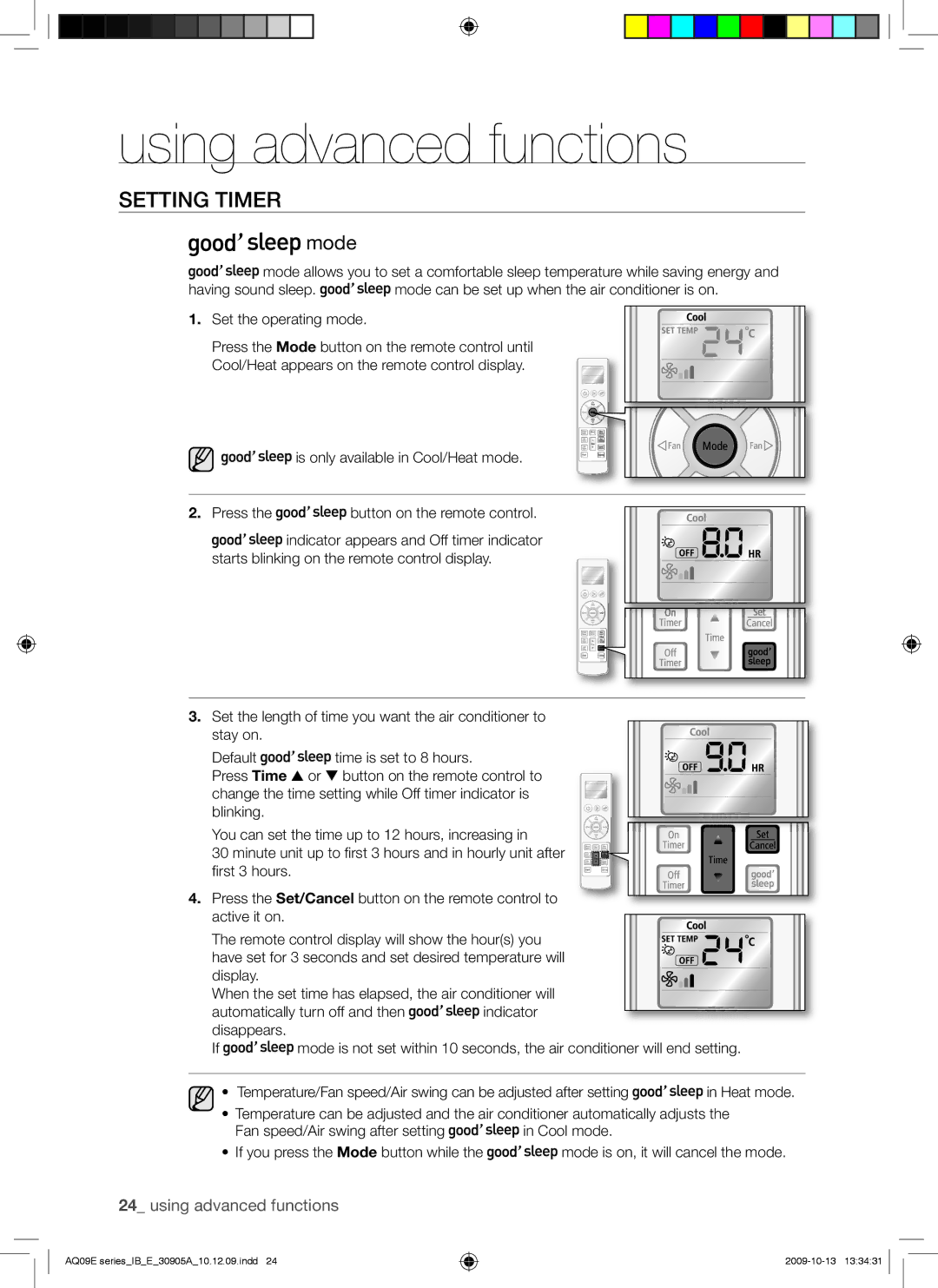 Samsung AQ18ESAXMID, AQ18UUANMID, AQ18ESANMID, AQ24ESANMID, AQ24ESAXMID, AQ12ESAXMID, AQ09ESAXMID, AQ12ESANMID manual Mode 