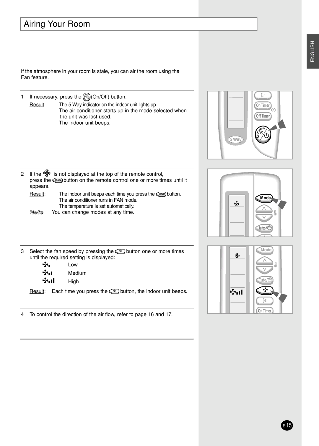 Samsung AQ24A1(2)RCD, UQ18A9(0)RCFD, UQ24A1(2)RCD, UQ12AA(B)MCF, UQ09A5(6)MAF, AQ12AA(B)MCF Airing Your Room 