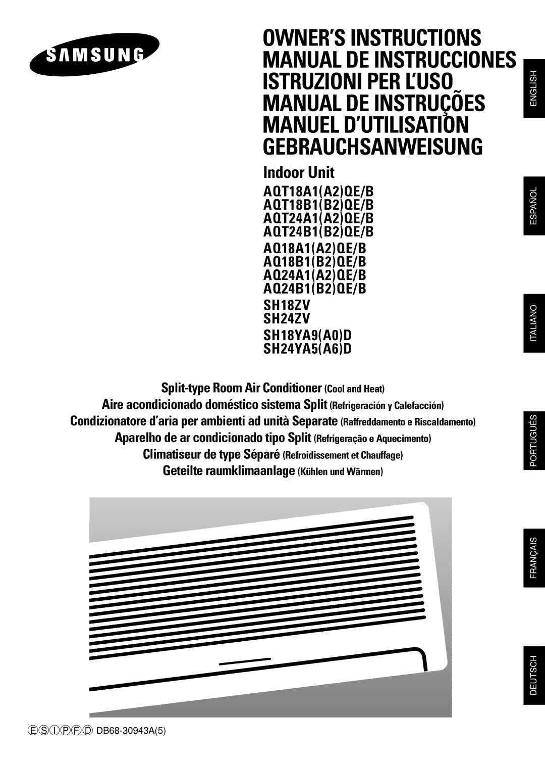 Samsung AQ24B1(B2)QE/B, AQ24A1(A2)QE/B, AQT18A1(A2)QE/B manuel dutilisation Manual DE Instrucciones Istruzioni PER L’USO 