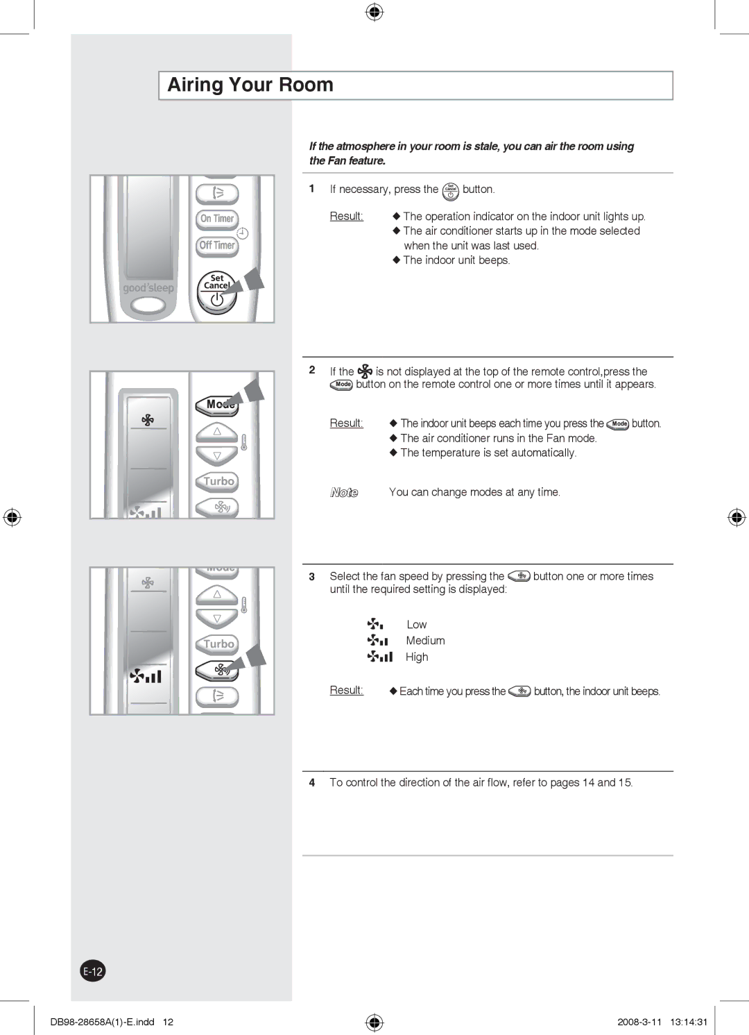 Samsung AQ24FCXBGT, AQ24FCN, AQ18FCNMID, AQ18FCXMID, AQ18FCNBGT, AQ18FCNCTC, AQ24FCXBYD, AQ24FCXXSG manual Airing Your Room 