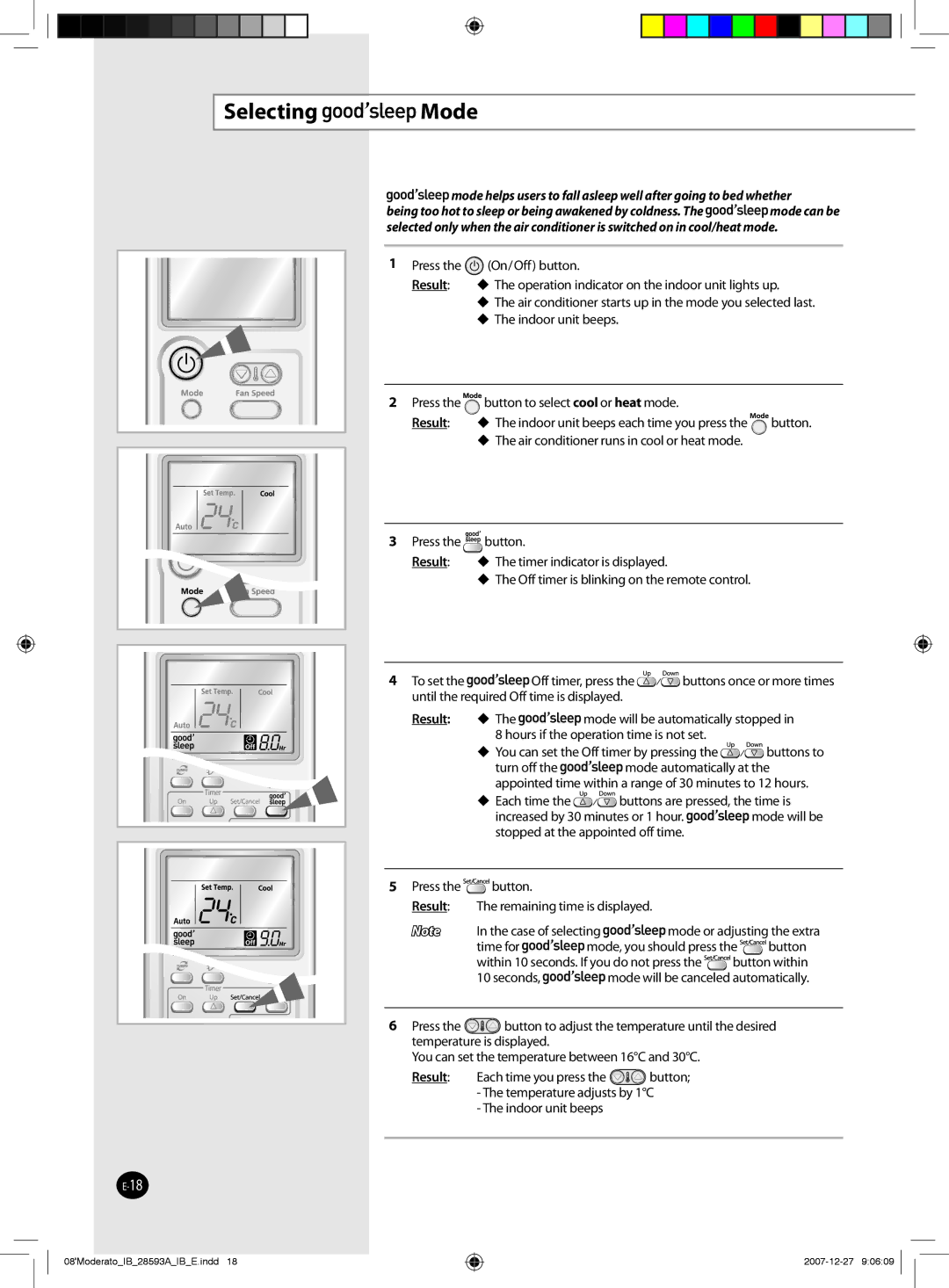 Samsung AQ12MSDX, AQ24MSDX, AQ18MSDX, AQ24MSDN, AQ12MSDN, AQ18MSDN, AQ09MSDX, AQ09MSDN manual Selecting Mode 